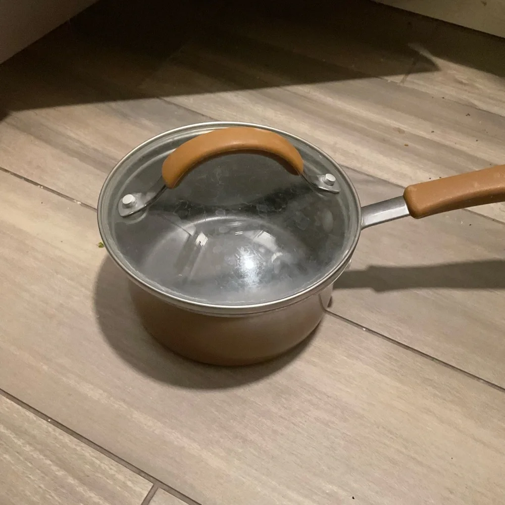 Rachael Ray Porcelain Small Pot Saucepan Cookware Non-stick w/ Glass Lid Y2K